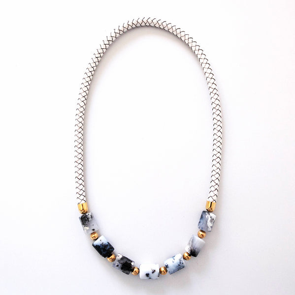 Dendritic Agate Necklace in white