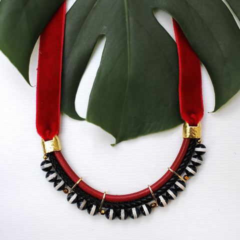Statement Red and Black Necklace